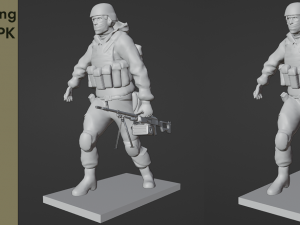 Figures of a walking soldier with RPK and PKM 3D मॉडल
