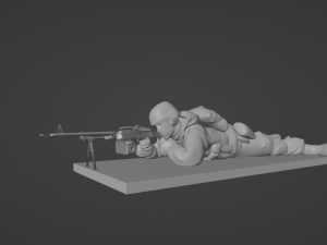Figures of a lying down soldier with RPK and PKM Modelo 3D