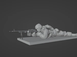 Figures of a lying down soldier with RPK and PKM 3D Model