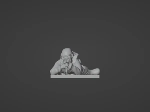 Figures of a lying down soldier with RPK and PKM 3D Model