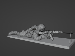 Figures of a lying down soldier with RPK and PKM Modelo 3D