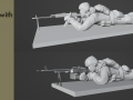 Figures of a lying down soldier with RPK and PKM 3D 모델