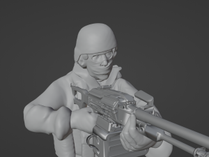 Figures of a standing soldier with RPK and PKM 3D Model