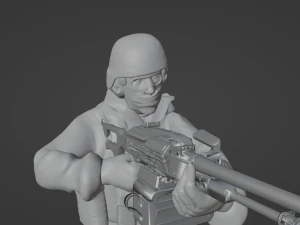 Figuras de um soldado em p&eacute; com RPK e PKM Modelo 3D