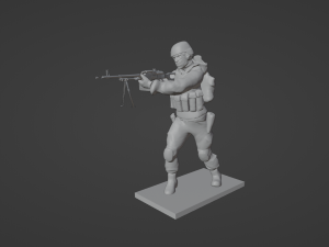 Figures of a standing soldier with RPK and PKM 3D Model