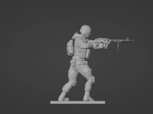 Figuras de um soldado em p&eacute; com RPK e PKM Modelo 3D