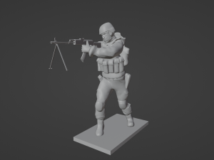 Figures of a standing soldier with RPK and PKM 3D Model
