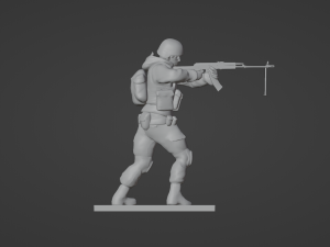 Figures of a standing soldier with RPK and PKM 3D Model