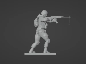 Figuras de um soldado em p&eacute; com RPK e PKM Modelo 3D
