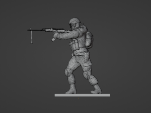 Figures of a standing soldier with RPK and PKM 3D Model