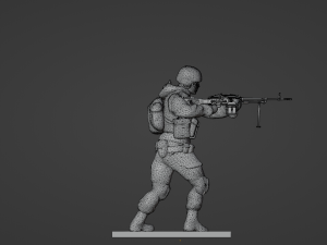 Figures of a standing soldier with RPK and PKM 3D Model