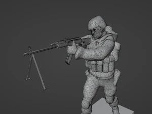 Figuras de um soldado em p&eacute; com RPK e PKM Modelo 3D