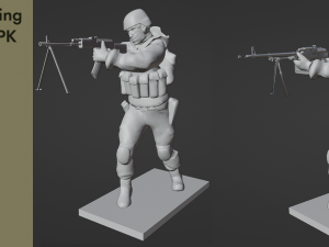 Figures of a standing soldier with RPK and PKM 3D मॉडल