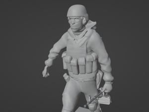 Set soldier figurines in various positions with RPK and PKM 3D 모델