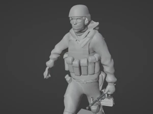 Set soldier figurines in various positions with RPK and PKM 3D Model