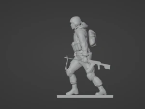 Set soldier figurines in various positions with RPK and PKM 3D Model