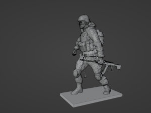 Set soldier figurines in various positions with RPK and PKM 3D 모델