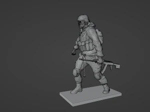 Set soldier figurines in various positions with RPK and PKM 3D Model