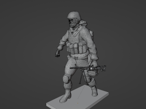 Set soldier figurines in various positions with RPK and PKM 3D 모델