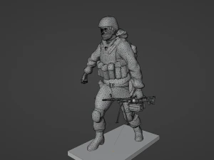 Set soldier figurines in various positions with RPK and PKM 3D Model