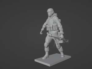 Set soldier figurines in various positions with RPK and PKM 3D 모델