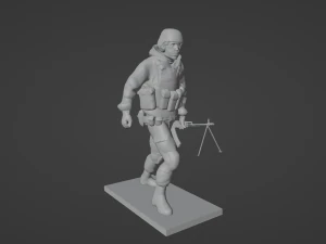 Set soldier figurines in various positions with RPK and PKM 3D Model