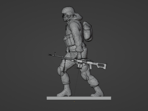 Set soldier figurines in various positions with RPK and PKM 3D 모델