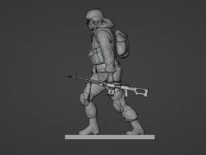 Set soldier figurines in various positions with RPK and PKM 3D Model