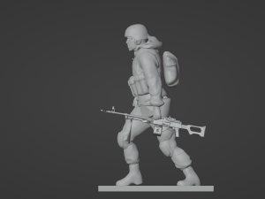 Set soldier figurines in various positions with RPK and PKM 3D 모델