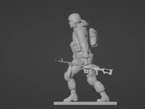 Set soldier figurines in various positions with RPK and PKM 3D Model