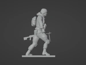 Set soldier figurines in various positions with RPK and PKM 3D Model