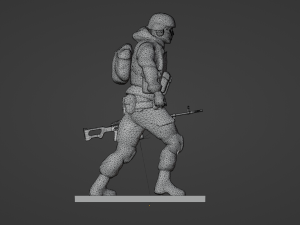 Set soldier figurines in various positions with RPK and PKM 3D 모델