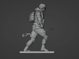 Set soldier figurines in various positions with RPK and PKM 3D Model