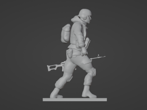 Set soldier figurines in various positions with RPK and PKM 3D 모델