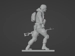 Set soldier figurines in various positions with RPK and PKM 3D Model
