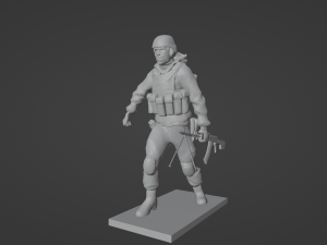 Set soldier figurines in various positions with RPK and PKM 3D 모델
