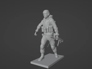 Set soldier figurines in various positions with RPK and PKM 3D Model