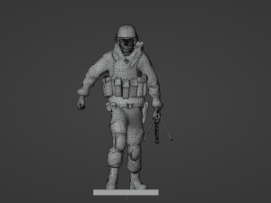 Set soldier figurines in various positions with RPK and PKM 3D 모델