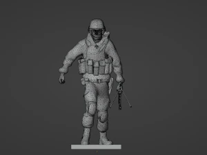 Set soldier figurines in various positions with RPK and PKM 3D Model