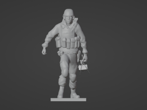 Set soldier figurines in various positions with RPK and PKM 3D 모델