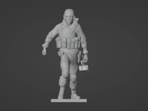 Set soldier figurines in various positions with RPK and PKM 3D Model