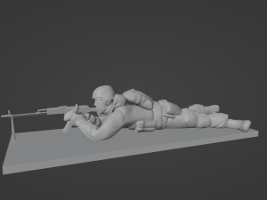 Set soldier figurines in various positions with RPK and PKM 3D 모델