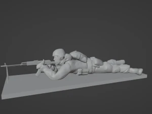 Set soldier figurines in various positions with RPK and PKM 3D Model