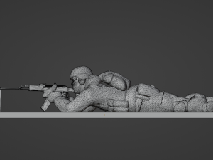 Set soldier figurines in various positions with RPK and PKM 3D 모델