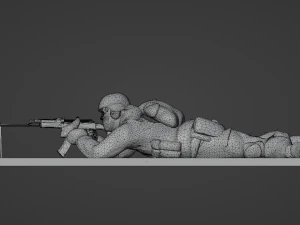 Set soldier figurines in various positions with RPK and PKM 3D Model