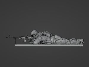Set soldier figurines in various positions with RPK and PKM 3D 모델
