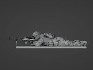 Set soldier figurines in various positions with RPK and PKM 3D Model