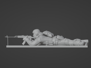 Set soldier figurines in various positions with RPK and PKM 3D 모델