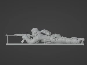 Set soldier figurines in various positions with RPK and PKM 3D Model