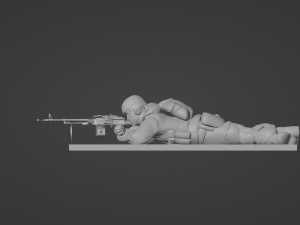 Set soldier figurines in various positions with RPK and PKM 3D 모델